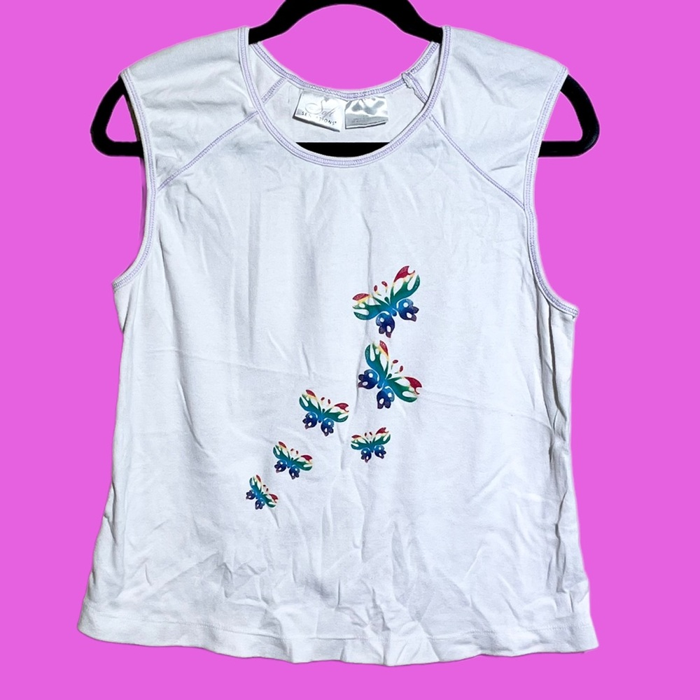 Vintage 90s Rainbow Butterflies Blouse